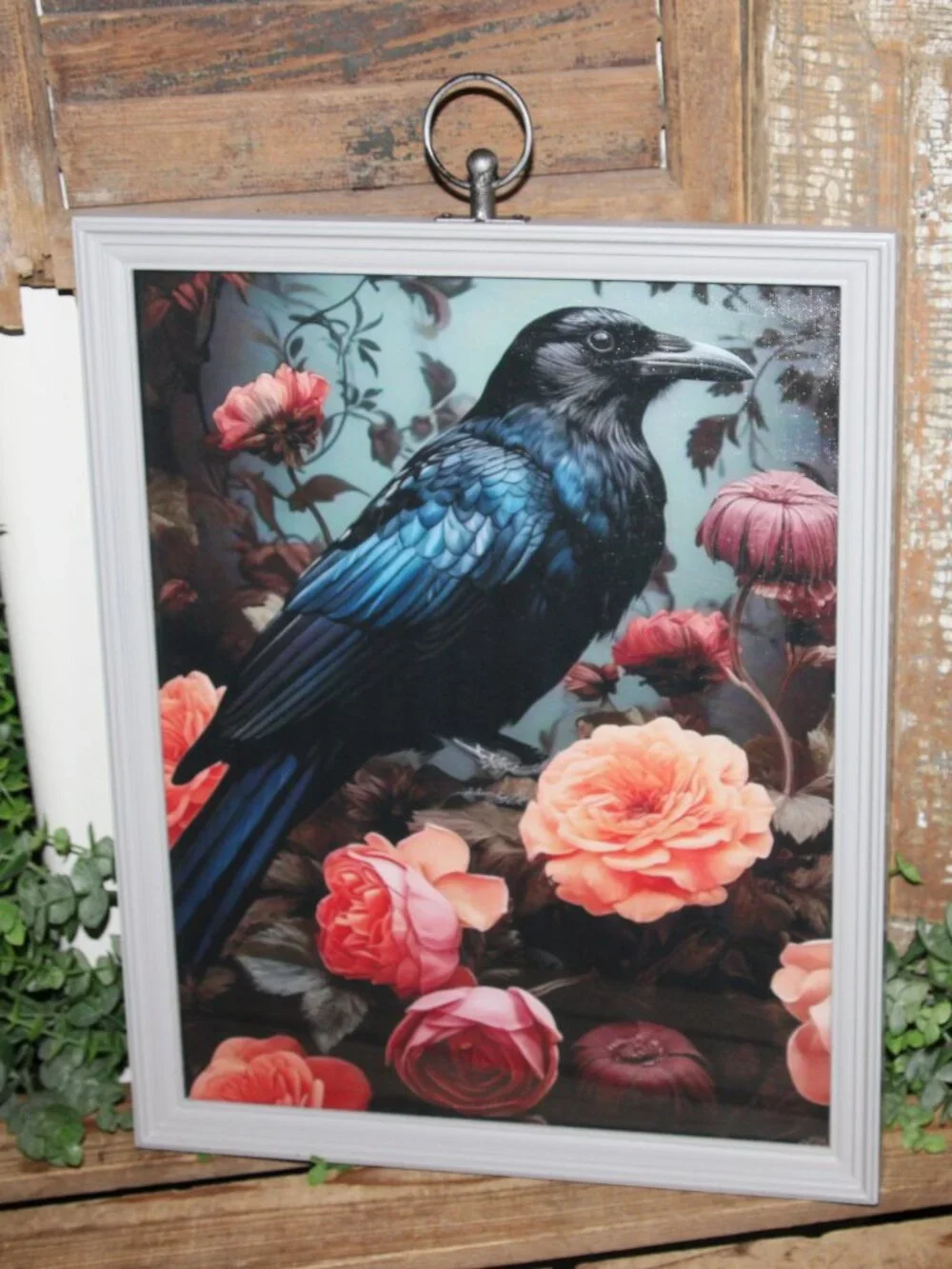 Moody French Gothic Farmhouse Black Raven & Roses Wall Decor